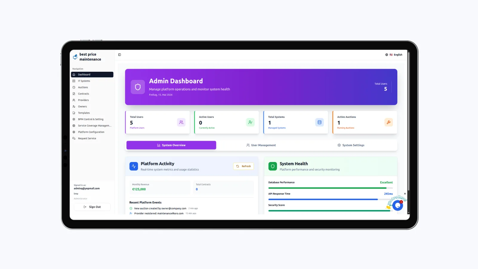 BPM: Best Price Maintenance Platform